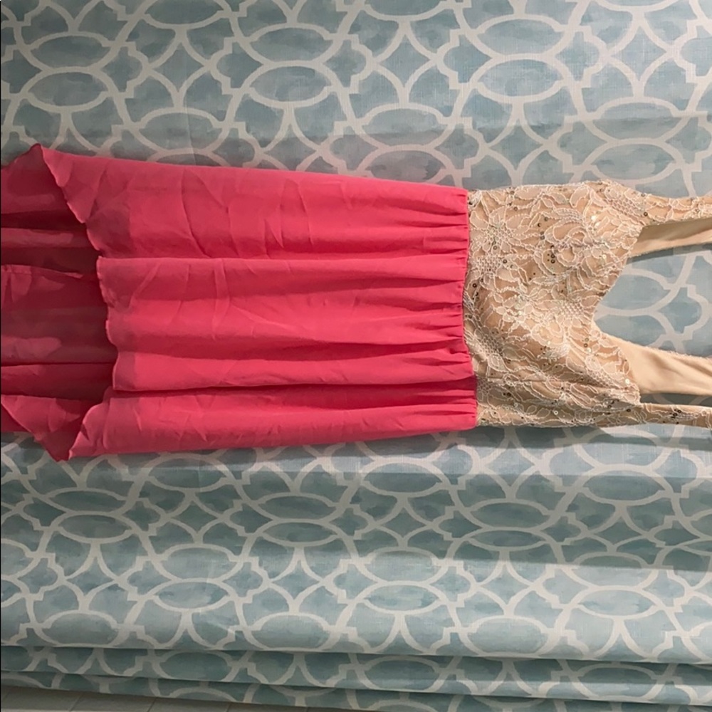 Cream & Coral hi-low dress